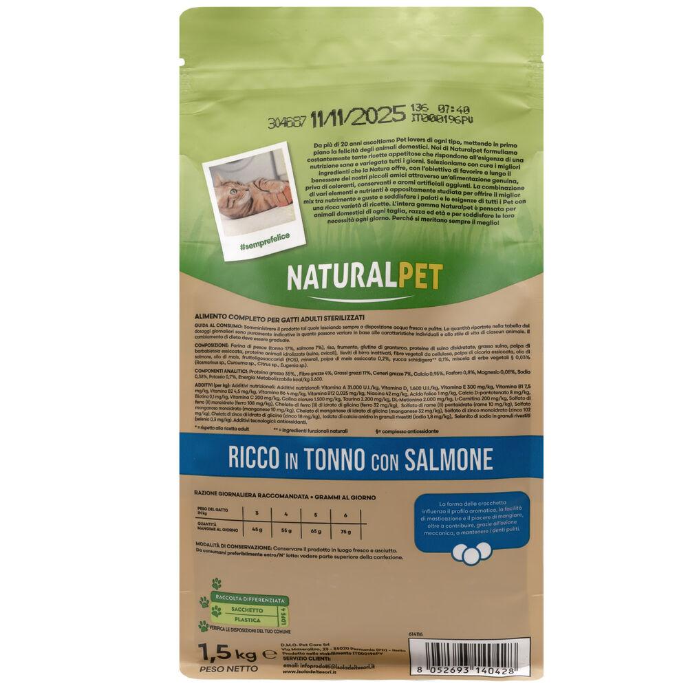 Naturalpet Premium Cat Adult Sterilised ricco in Tonno con Salmone 1 5 kg 000141003 Offerte speciali