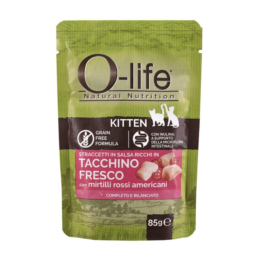 O-life Kitten Straccetti in salsa ricchi in Tacchino fresco e mirtilli rossi americani 85 gr 000143628