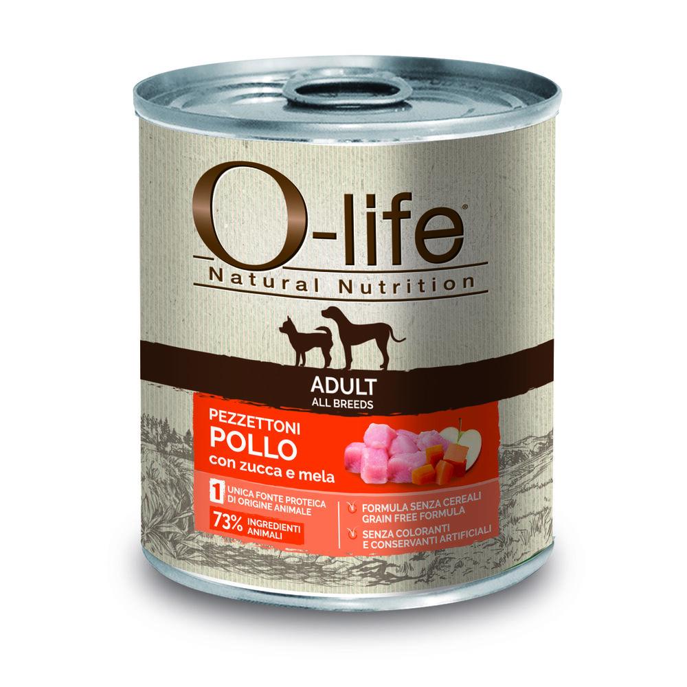 O-life Dog Adult All breeds Pezzettoni in pollo con zucca e mela 400gr 000127033