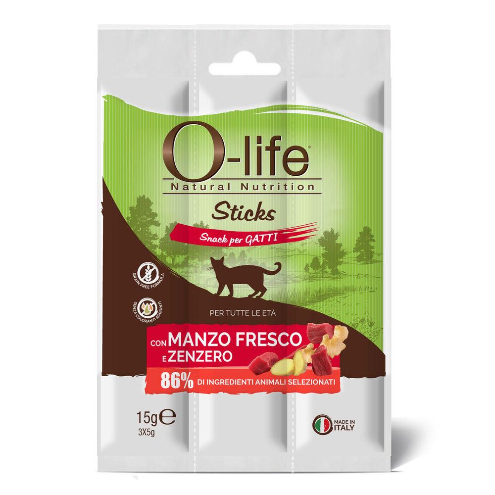 O-life Cat Stick Snack con Manzo Fresco e Zenzero 15 gr 000150142