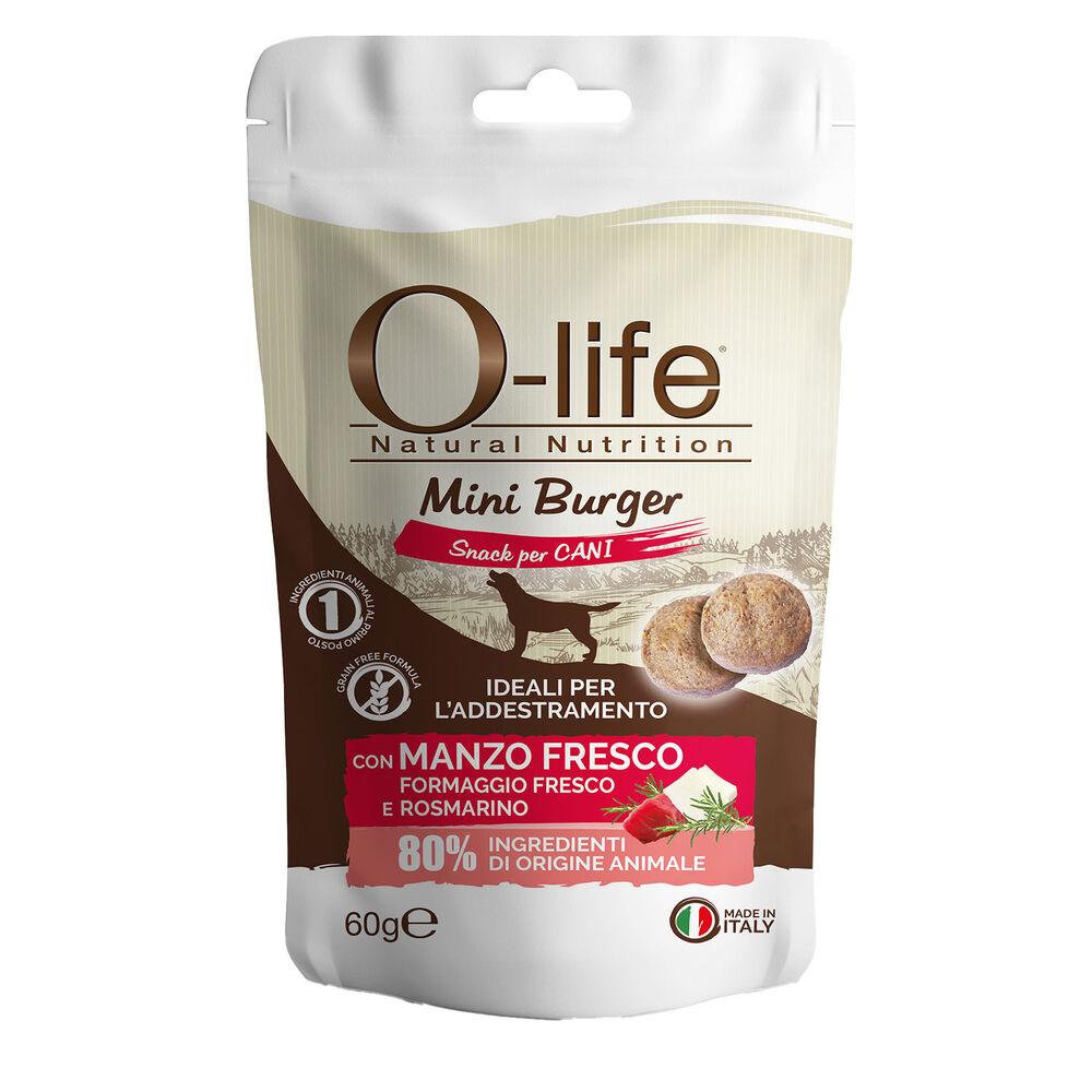 O-life Dog Snack Mini Burger con Manzo fresco Formaggio fresco e Rosmarino 60 gr 000138730