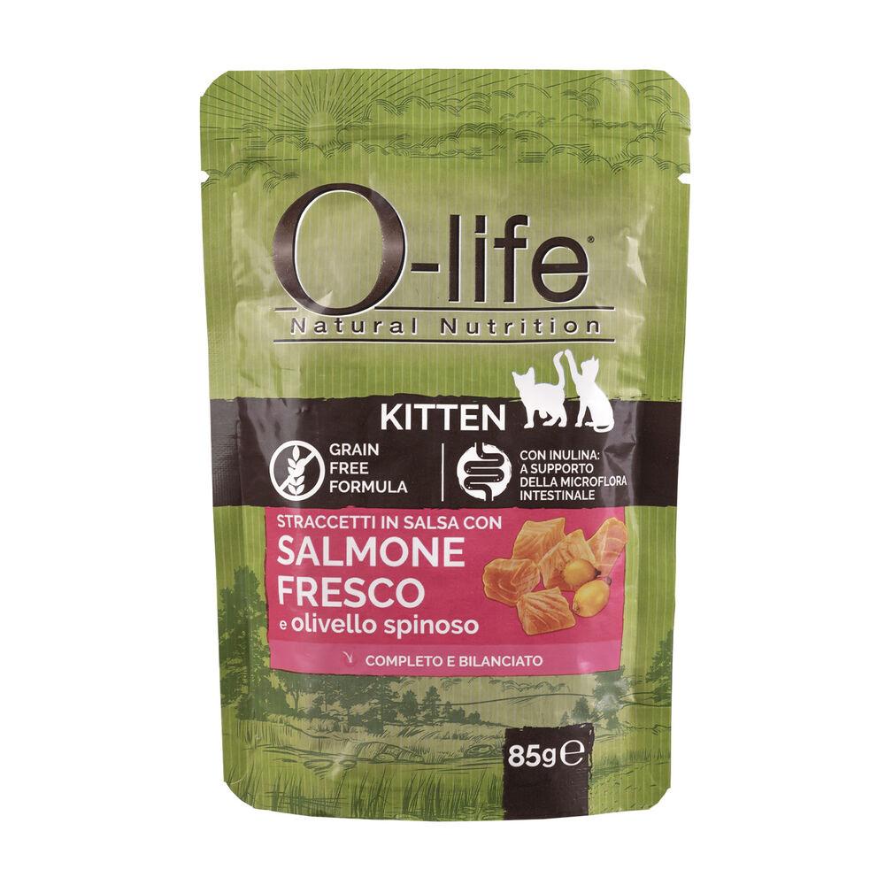 O-life Kitten Straccetti in salsa con Salmone fresco e olivello spinoso 85 gr 000143629
