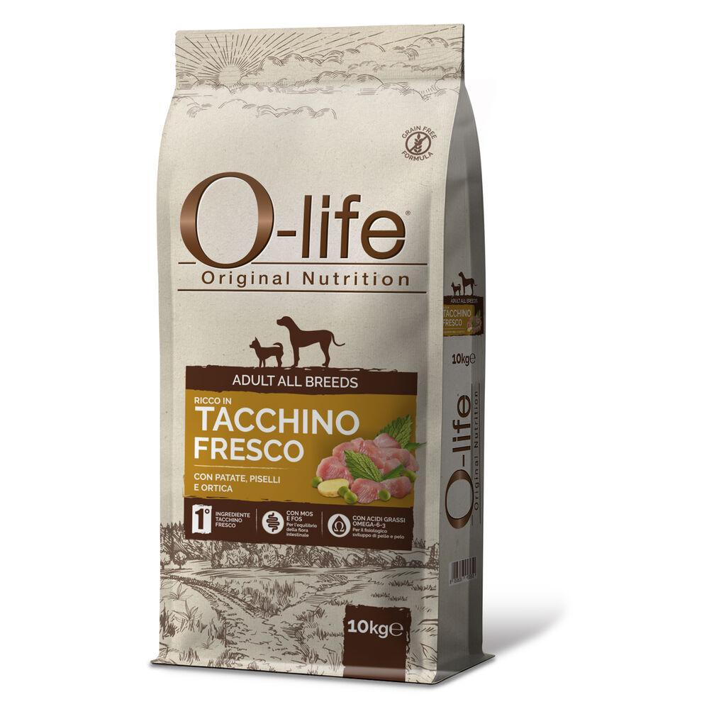 O-life Dog Adult All breeds ricco in Tacchino fresco con patate piselli e ortica 10kg 000125877