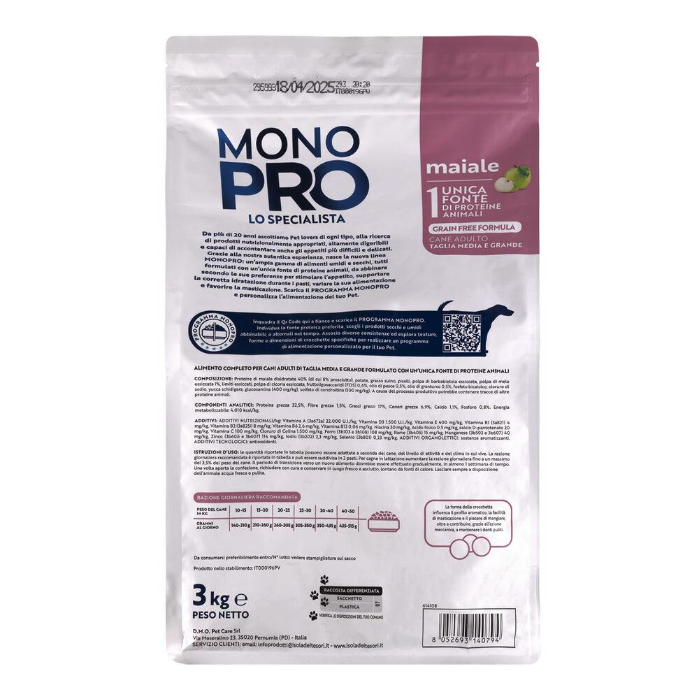 Monopro Dog Adult Medium&Large Grain Free Maiale 3 kg 000125728 Qualità Garantita