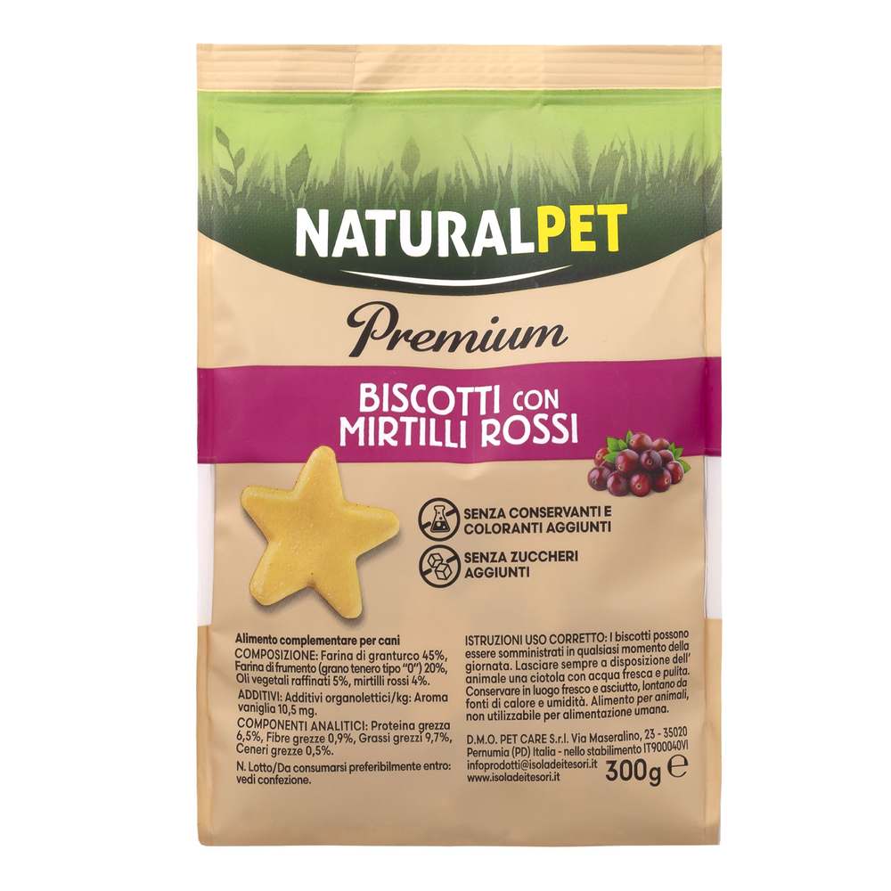 Naturalpet Premium Dog Adult Biscotti con Mirtilli rossi 300gr 000138862 Convenienza