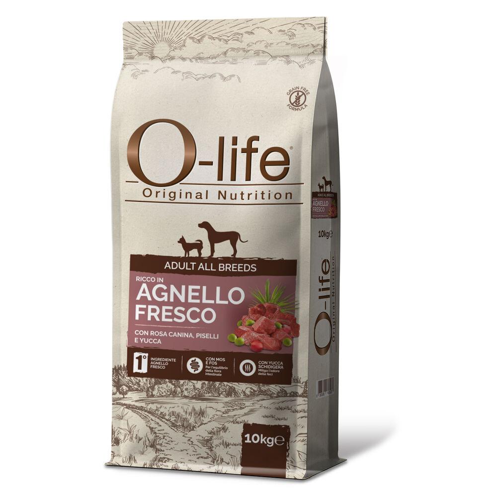O-life Dog All breeds ricco in Agnello fresco con rosa canina piselli e yucca 10kg 000125868