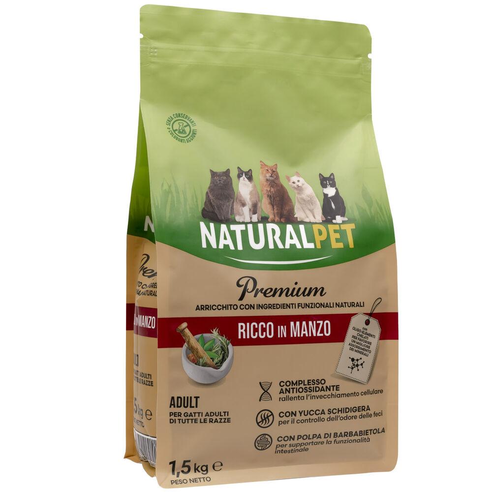 Naturalpet Premium Cat Adult ricco in Manzo 1 5 kg 000141002 Vendita Economica