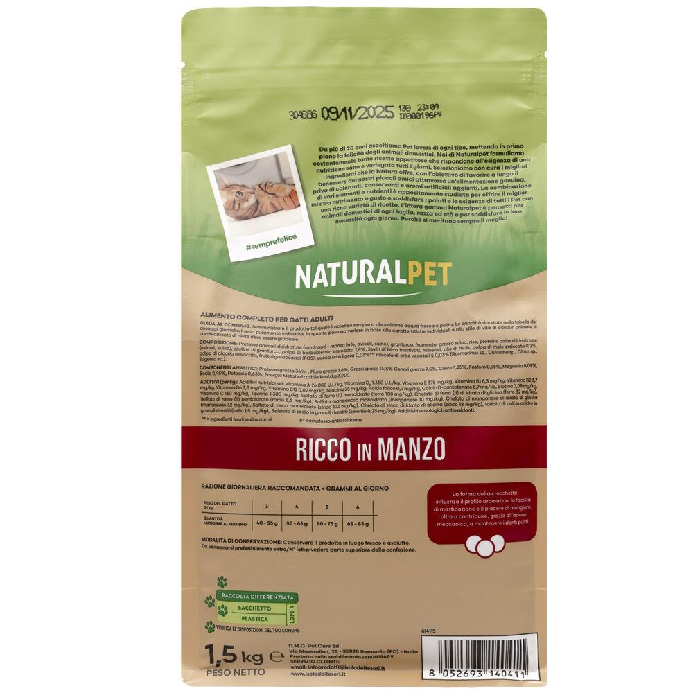 Naturalpet Premium Cat Adult ricco in Manzo 1 5 kg 000141002 Vendita Economica