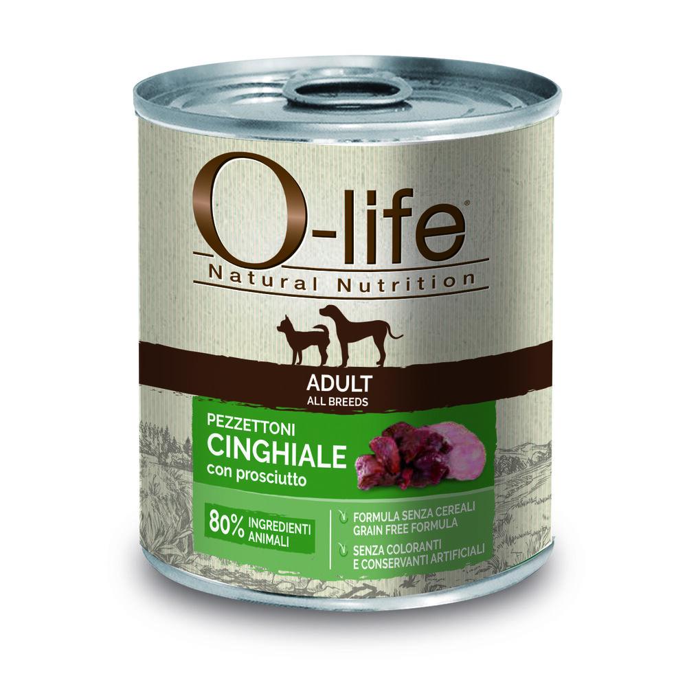 O-life Dog Adult All breeds Pezzettoni di Cinghiale con prosciutto 400gr 000127032