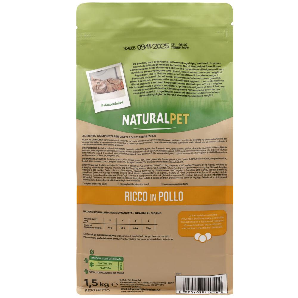 Naturalpet Premium Cat Adult Sterilised ricco in Pollo 1 5kg 000141001 Offerte speciali