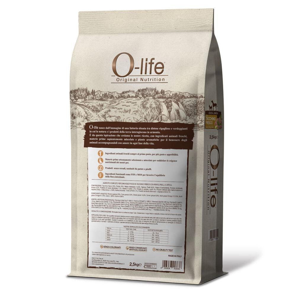 O-life Dog Adult All breeds ricco in Tacchino fresco con patate piselli e ortica 2 5kg 000125871 Shopping Online