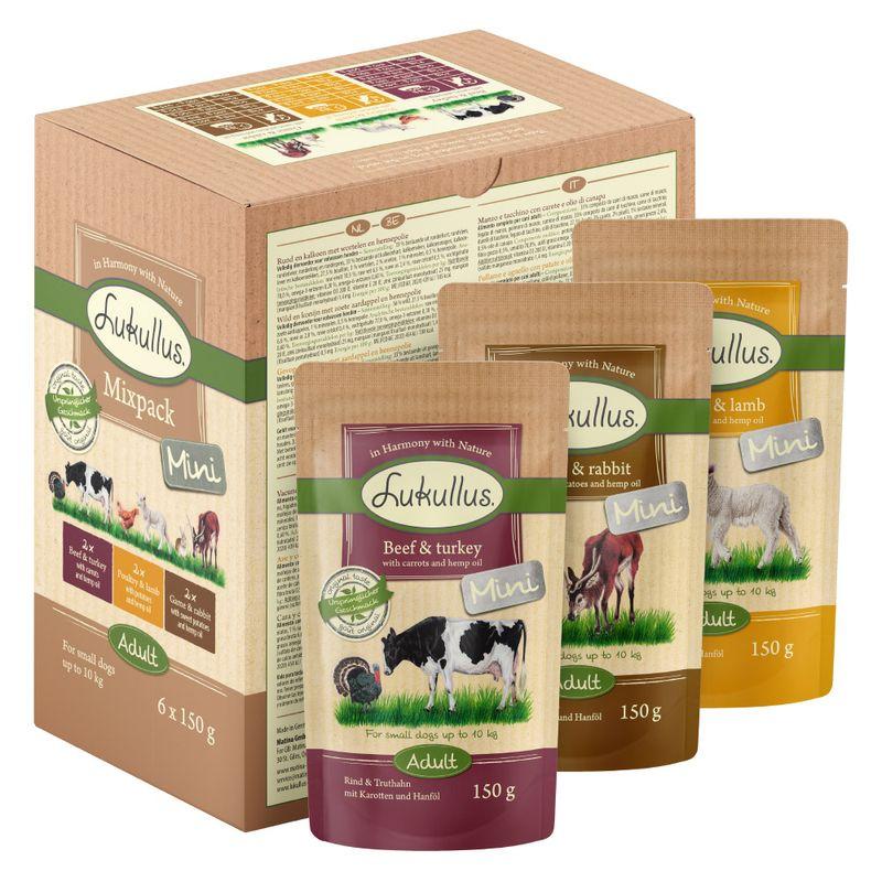 Bitiba Provalo 6 x 150 g Lukullus Naturale Mini Mix Adult in busta salvafreschezza Spedizione Gratuita