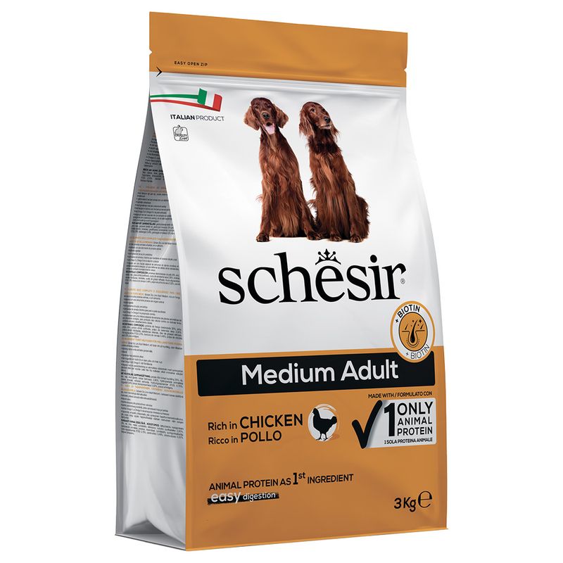 Bitiba Schesir Medium Adult con Pollo Crocchette per cane Pezzi Unici