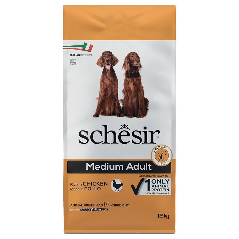 Bitiba Schesir Medium Adult con Pollo Crocchette per cane Pezzi Unici