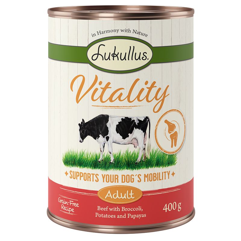 Bitiba Lukullus Vitality 24 x 400 g - senza cereali Alimento umido per cane Pezzi Unici