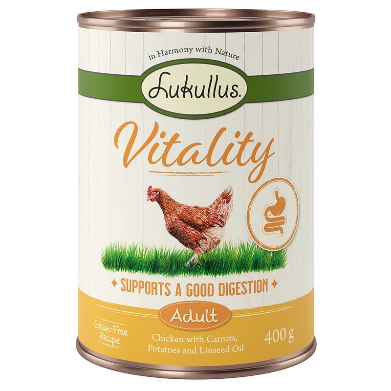 Bitiba Lukullus Vitality 24 x 400 g - senza cereali Alimento umido per cane Pezzi Unici