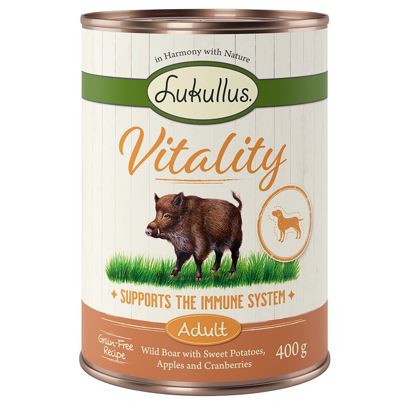 Bitiba Lukullus Vitality 24 x 400 g - senza cereali Alimento umido per cane Pezzi Unici