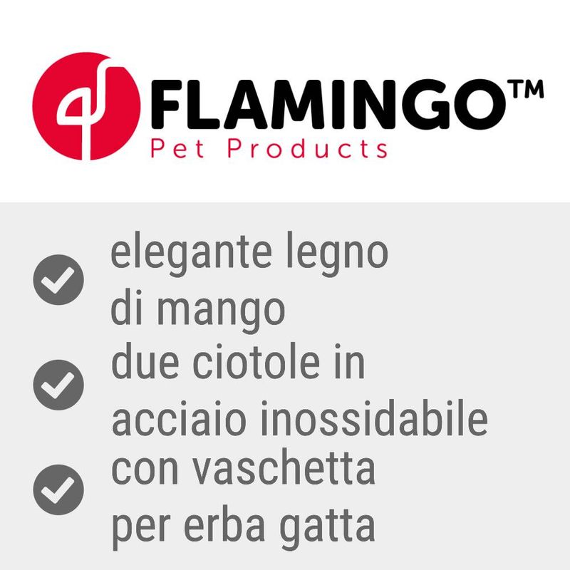 Bitiba Ciotola doppia Flamingo Lela con ciotola per erba gatta Qualità Garantita